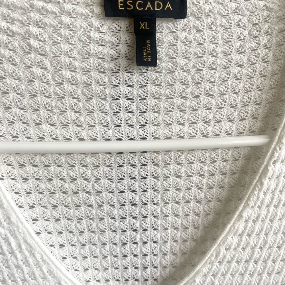 Escada White V-Neck Sweater
